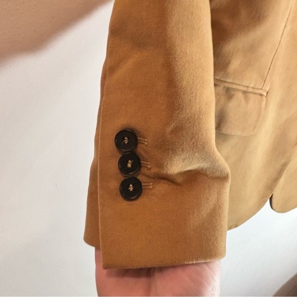 MAJE Sz 34 Camel Coloured Lined Shoulder Pads Pockets Career Casual Blazer - Picture 5 of 11